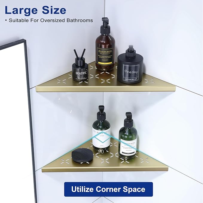 12" Corner Shower Shelf, Recessed Corner Shelf Organizer Rack, No Drilling - Image 3
