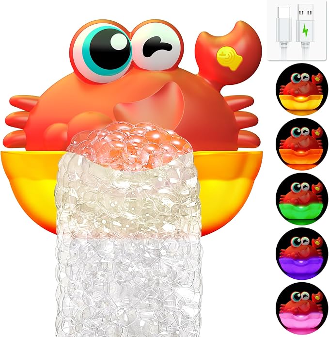 Bath Toys for Kids Ages 1-3, Light Up Baby Bath Toys Crab Bubble Maker by Unknown