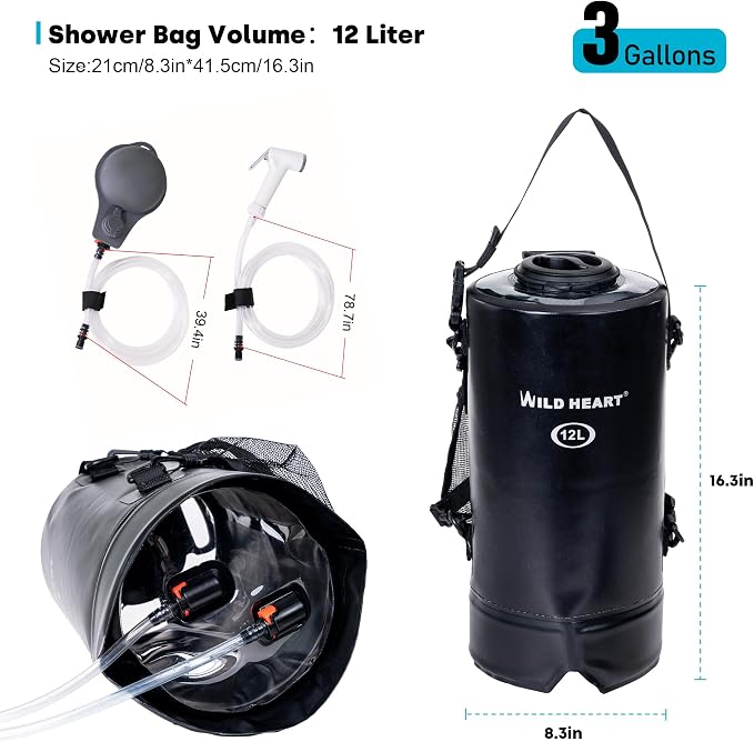 WILD HEART Camping Shower 22L/ 12L Portable Shower - Image 5