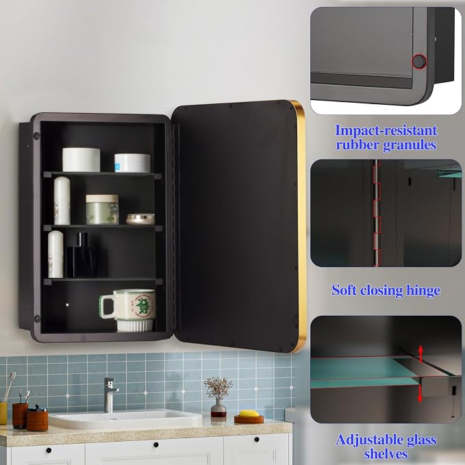 Bathroom Medicine Cabinet, Recessed & Surface Wall Cabinet - Image 5