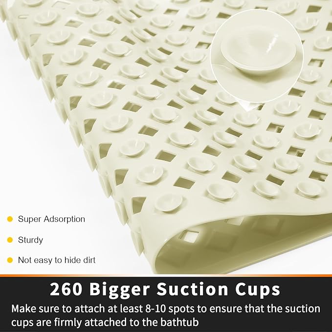 Yimobra Bathtub Mat Non Slip, Super Strong Suction Cups, 27.5"x15.5" Long - Image 2
