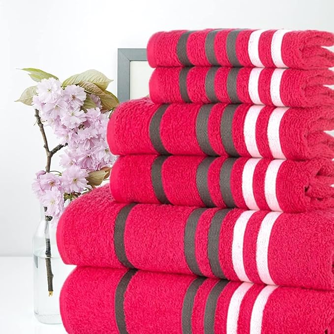 CASA COPENHAGEN Exotic 6 Pieces Towel Set- Pink, 525 GSM 2 Bath Towel 2 Hand - Image 3