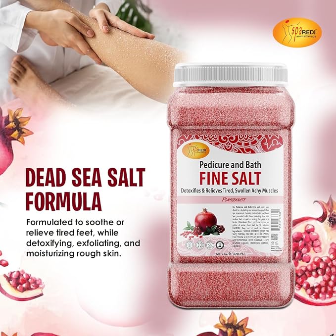 SPA REDI - Detox Foot Soak Pedicure and Bath Fine Salt, Pomegranate, 128 Oz - - Image 3