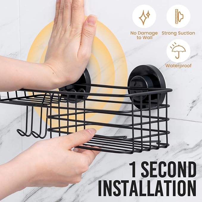 LEVERLOC Shower Caddy Suction Cup, 2 Pack suction shower shelf - Image 2