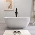 SJ STAR&JANE 51" Solid Surface Freestanding Bathtub, Matte White Oval Soaking by SJSTARJANE