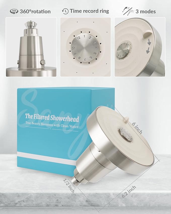 Filtered Shower Head for Hard Water, Removes Chlorine & Heavy Metals, KDF-55 - Image 5