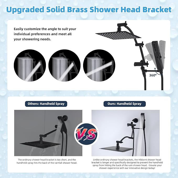 Hibbent All Metal CUPC Certified 8'' Rainfall Shower Head, Dual Shower Head - Image 3