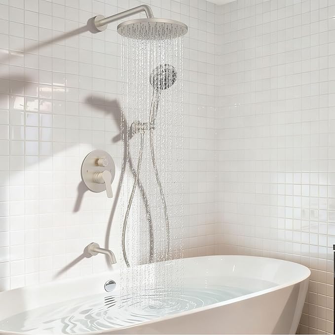 Iriber Brushed Nickel Bathtub Shower Faucet Set，Bathroom Shower System - Image 2