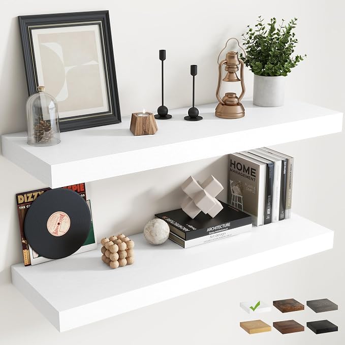 40 Inch Long Floating Shelves for Wall Set of 2, Easy Install Engineered Wood by Marsmiles