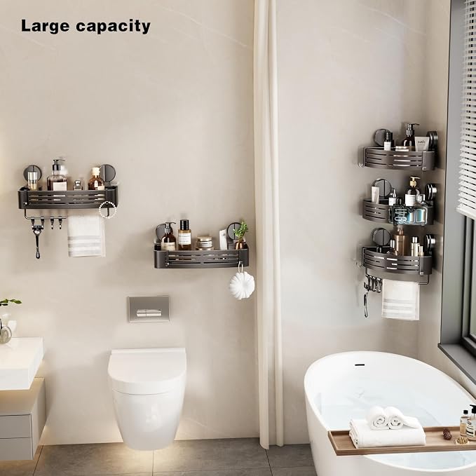 VOLPONE Shower Caddy Suction Cup No Drilling Suction Cup Shower Shelf Heavy - Image 5