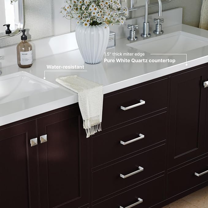 ARIEL Double Bathroom Vanity 73" Espresso - Image 3