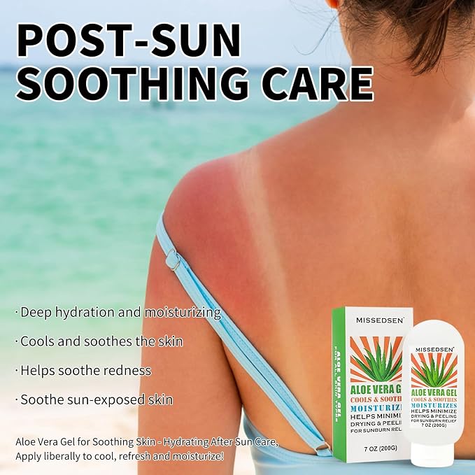Pure & Organic Aloe Vera Gel for Sunburn Relief, After Sun Lotion for Face & - Image 5