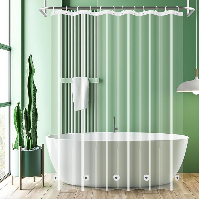 UFRIDAY Clear Short Shower Curtain Liner 72 x 66 inch, Peva Plastic Shower Liner by UFRIDAY