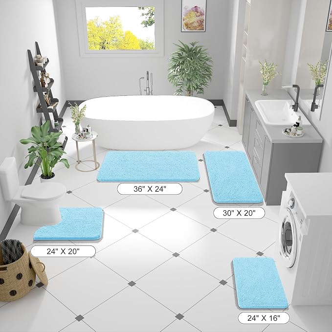 OLANLY Bathroom Rugs 24x16, Extra Soft Absorbent Chenille Bath Rugs, Rubber - Image 8