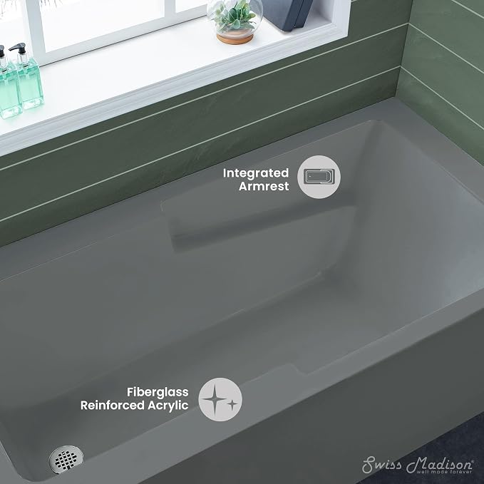 Voltaire 60" x 32" Left-Hand Drain Alcove Bathtub - Image 2
