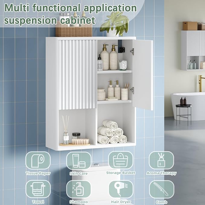 Bathroom Wall Cabinet, Over The Toilet Storage Cabinet, Curved Laundry Cabinet - Image 6