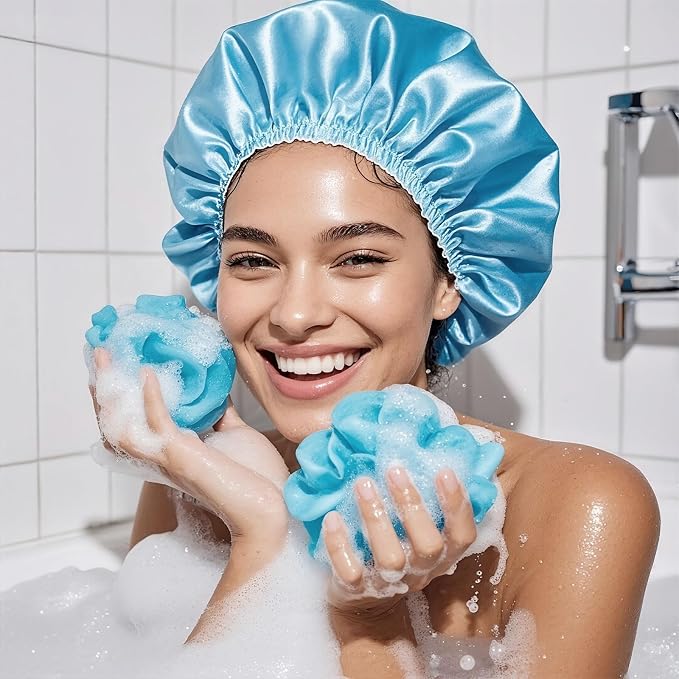 SMILCO 4 Pack Shower Caps, Double Waterproof Layers Reusable Bath Caps - Image 5