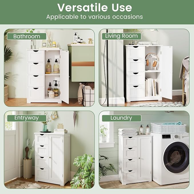 Tangkula Bathroom Floor Cabinet, Freestanding Storage Cabinet - Image 9