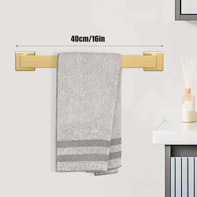 5 Piece Gold Towel Bar Set Bathroom Hardware Set Gold Bathroom Accessories Set - Image 2