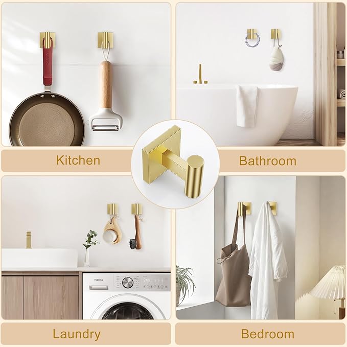 5 Pieces Brushed Gold Bathroom Hardware Set, SUS304 Stainless Steel Bathroom - Image 5