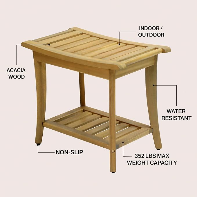 JONATHAN Y STL1001T Tucker 22.1" Traditional Classic Slatted Solid Acacia Wood - Image 4