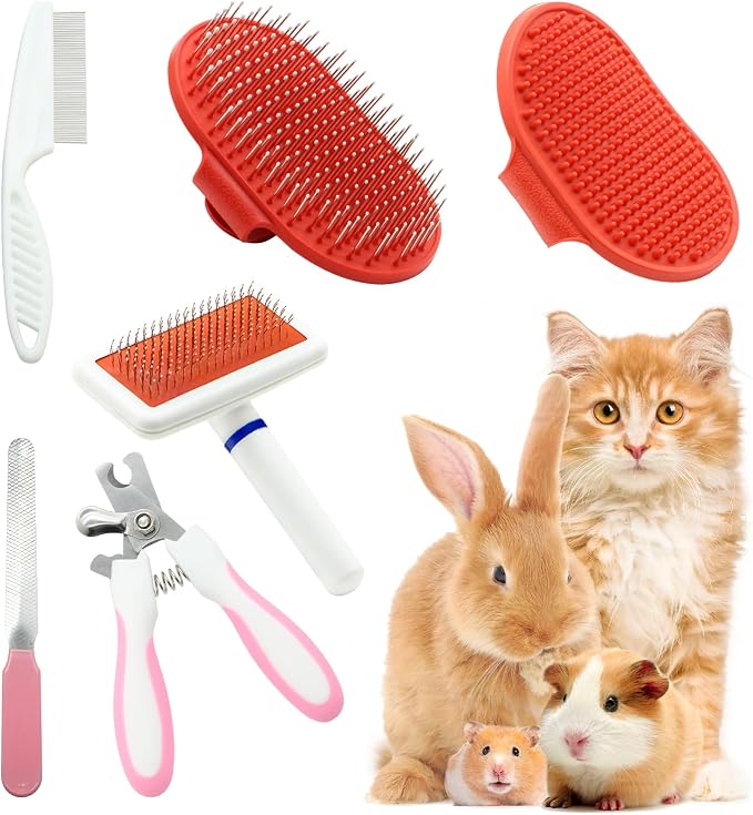 Cat Grooming Kit Set with Pet Shedding Slicker Brush Nail Clipper Trimmer Pet by Crafterlife