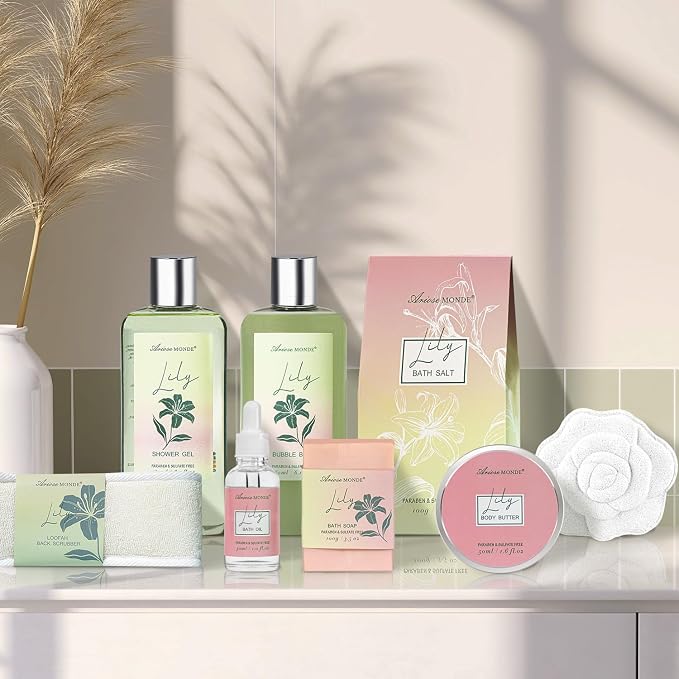 Spa Gift Baskets for Women Bath and Body Gift Set, Lily Bath Gift Set - Image 3