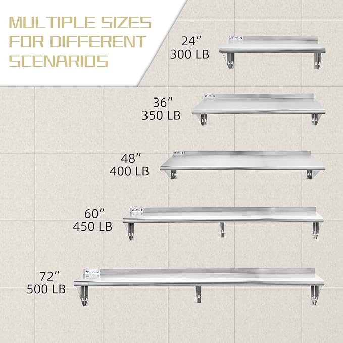 HALLY SINKS & TABLES H Stainless Steel Shelf 18 x 72 Inches, 500 lb, Commercial - Image 7