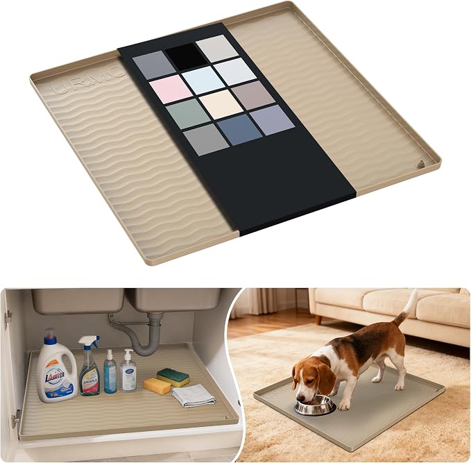 URMONA Waterproof Silicone Under Sink Mat 19'' x 19'' Shelf Liner by URMONA