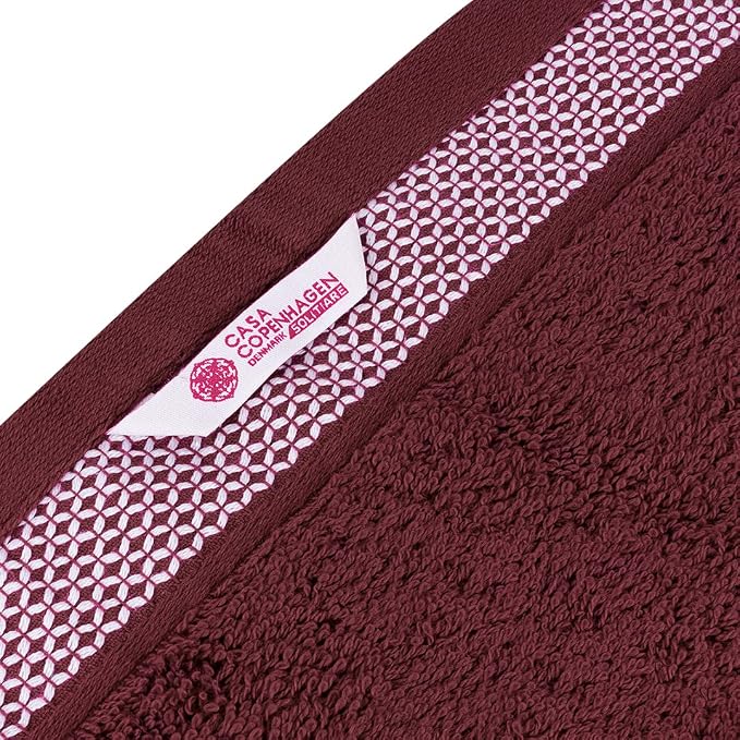 CASA COPENHAGEN Solitaire Mix 6 Pieces Towel Set- Navy + Burgundy, 600 GSM - Image 8