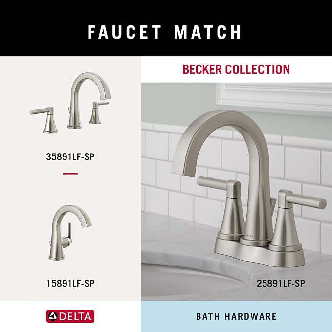 Delta Faucet Becker 3-Piece Bathroom Set, SpotShield Brushed Nickel, Toilet - Image 6