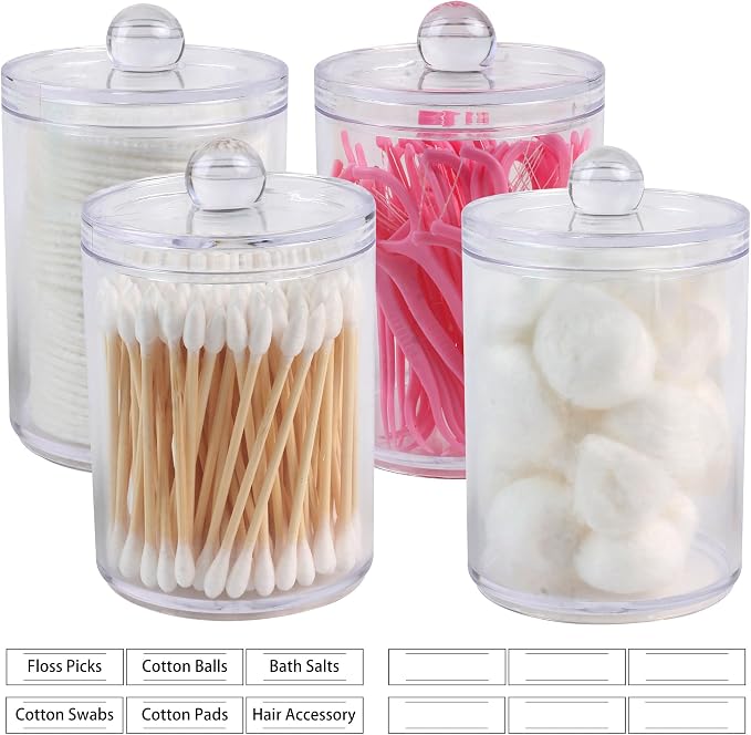 3 Pack Plastic Cotton Swab Ball Pad Holder, Acrylic Qtip Holder, Bathroom - Image 5