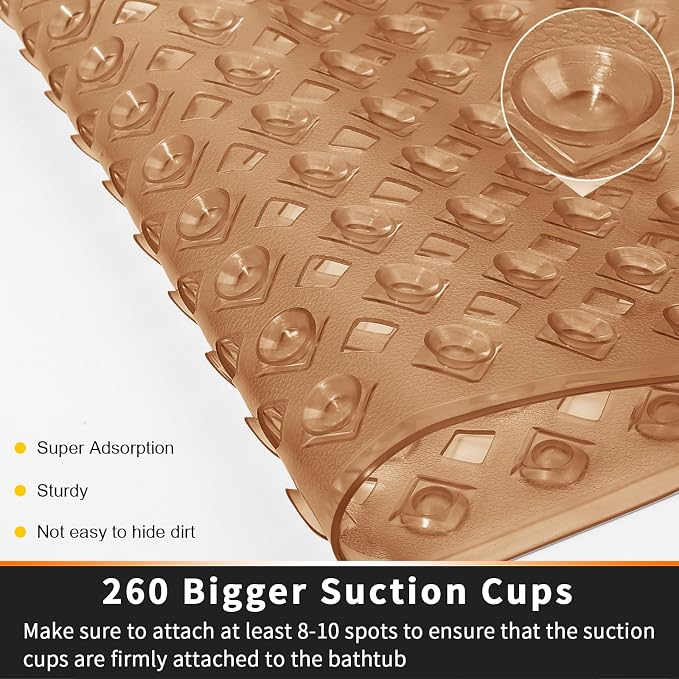 Yimobra Bathtub Mat Non Slip, Super Strong Suction Cups, 27.5"x15.5" Long - Image 2