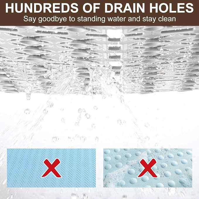 Shower Mat Non Slip，24"X24" Bathtub Mat Non Slip Square Shower Mats - Image 3