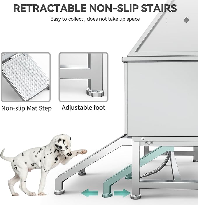 YITAHOME 50in Dog Bathing Station, Professional Stainless Steel 304 Dog Bathtub - Image 4