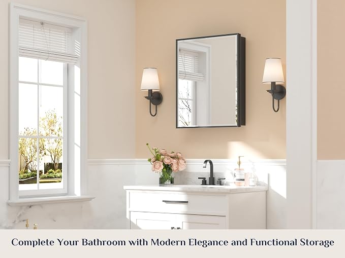 Keonjinn 24” x 30” Black Bathroom Medicine Cabinets - Image 8