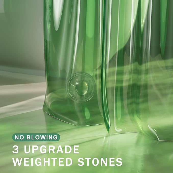 AmazerBath Extra Long Shower Curtain Liner, 100% EVA Clear Green Heavy Duty 84 - Image 4