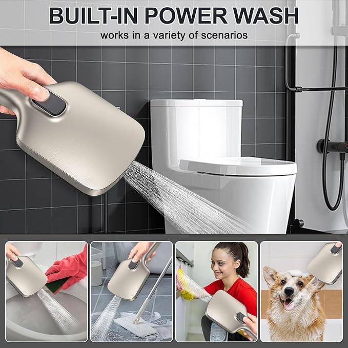 Iriber Shower Faucet Set Brushed Nickel, Push Button Diverter Bathtub Shower - Image 8