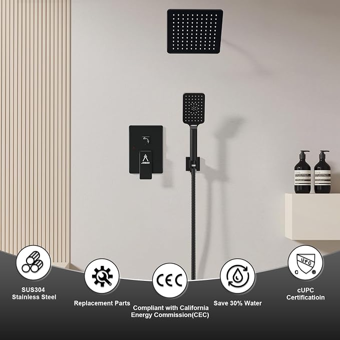 Shower System Modern Rain 8 inches Brass Faucet Set - Image 2