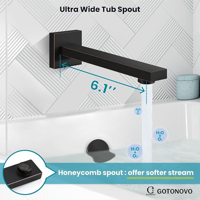 gotonovo Shower System with Tub Spout Wall Mounted Rain Shower Head and Handle - Image 7