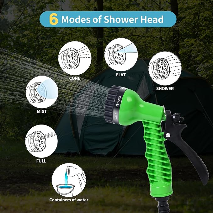 Portable Shower Blue 8L with 7 Spray Modes, Hand Press with Removable Hose and - Image 6