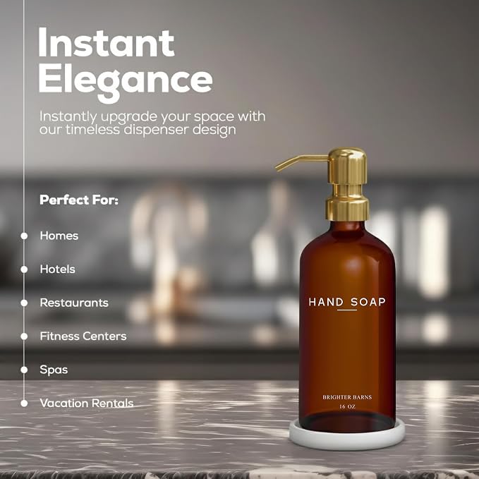 Luxury Glass Hand Soap Dispenser Bathroom Set by Brighter Barns - Image 2