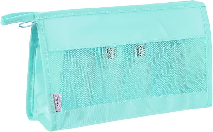 uxcell Mesh Makeup Bag, Large Capacity Travel Zipper Cosmetic Bags, Beach Mesh by uxcell