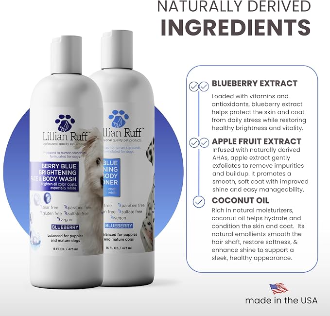 Lillian Ruff PRO Formula Berry Blue Brightening Dog Shampoo & Conditioner Set - Image 4