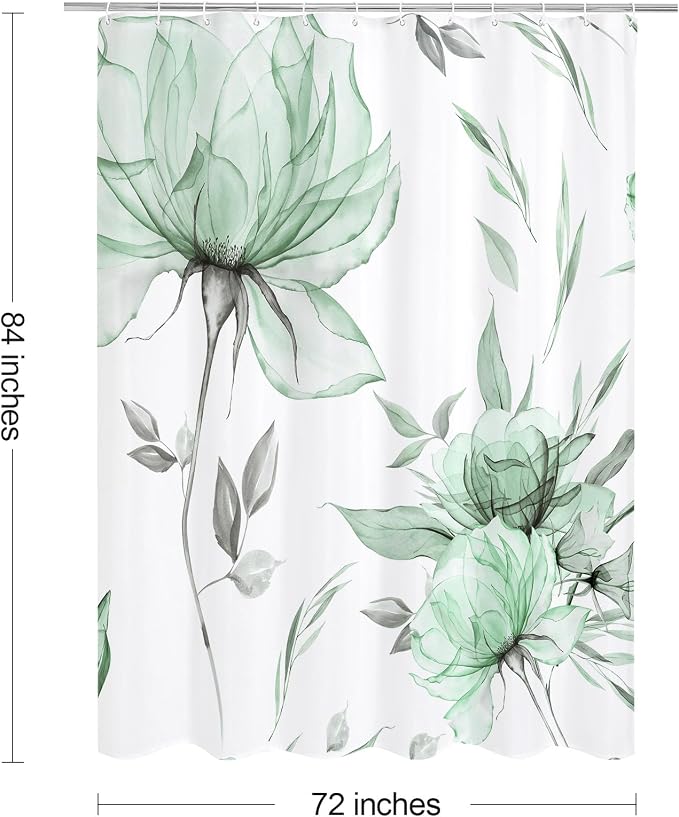 Extra Long Boho Watercolor Floral Shower Curtain 72 x 84, Artistic XL Fabric - Image 6