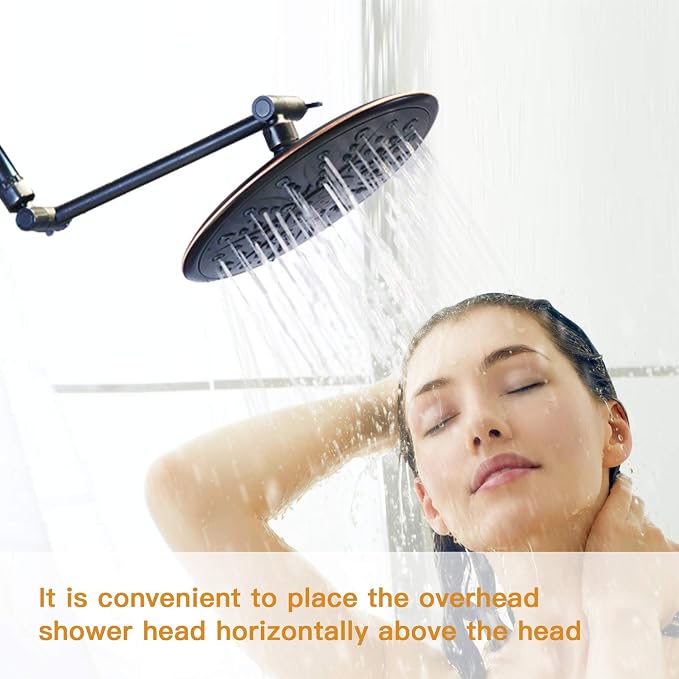 12 Inch Shower Head Extension Arm Oil Rubbed Bronze.Solid Brass Adjustable - Image 6