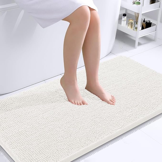 OLANLY Bathroom Rugs 40x24, Extra Soft Absorbent Chenille Bath Rugs, Rubber by OLANLY