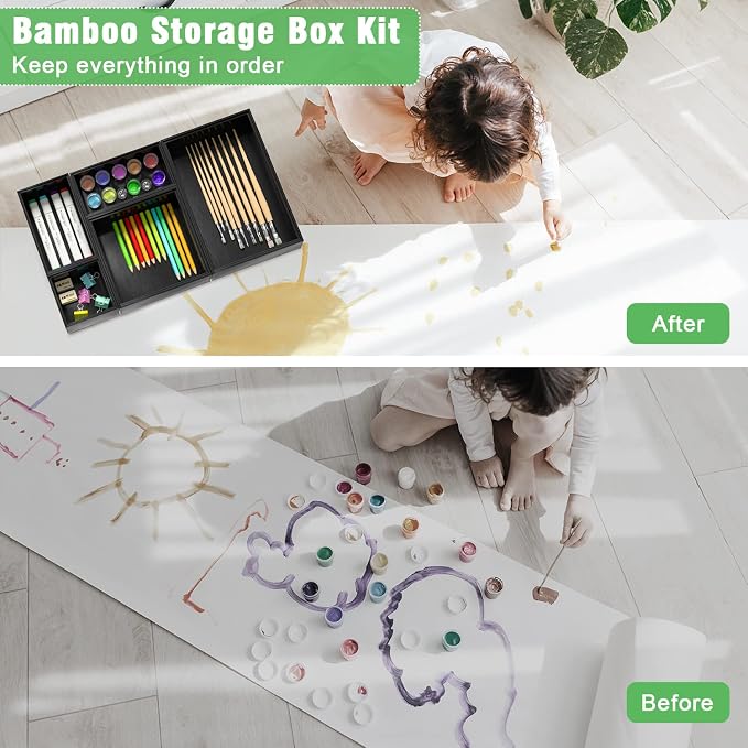 Black Bamboo Bathroom Drawer Organizer, Wooden Kitchen Utensil Holder Set of 5 - Image 5
