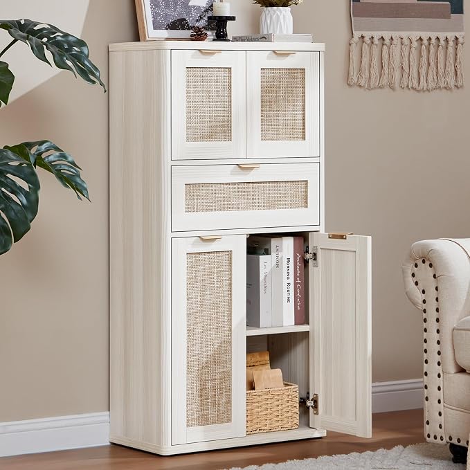 LEYAOYAO 48" Tall Storage Cabinet, Rattan Bathroom Floor Cabinets by LEYAOYAO-Findtheshiningpointofyourideallife%EF%BC%81