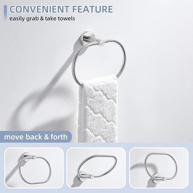 Angle Simple Towel Ring Swivel, SUS 304 Stainless Steel Bathroom Hand Towel - Image 4
